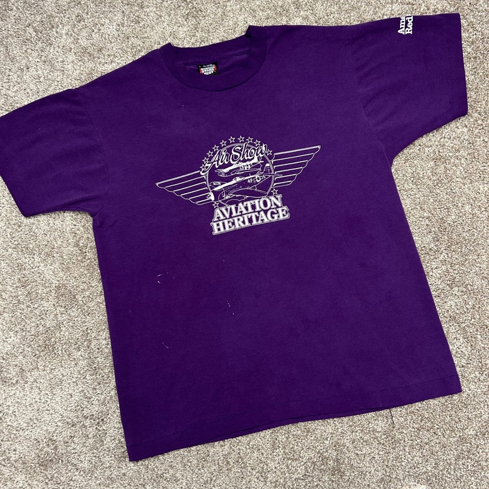 Vintage Air Show Aviation Heritage Thumbs Up Tshirt Large USA Made Screen Stars